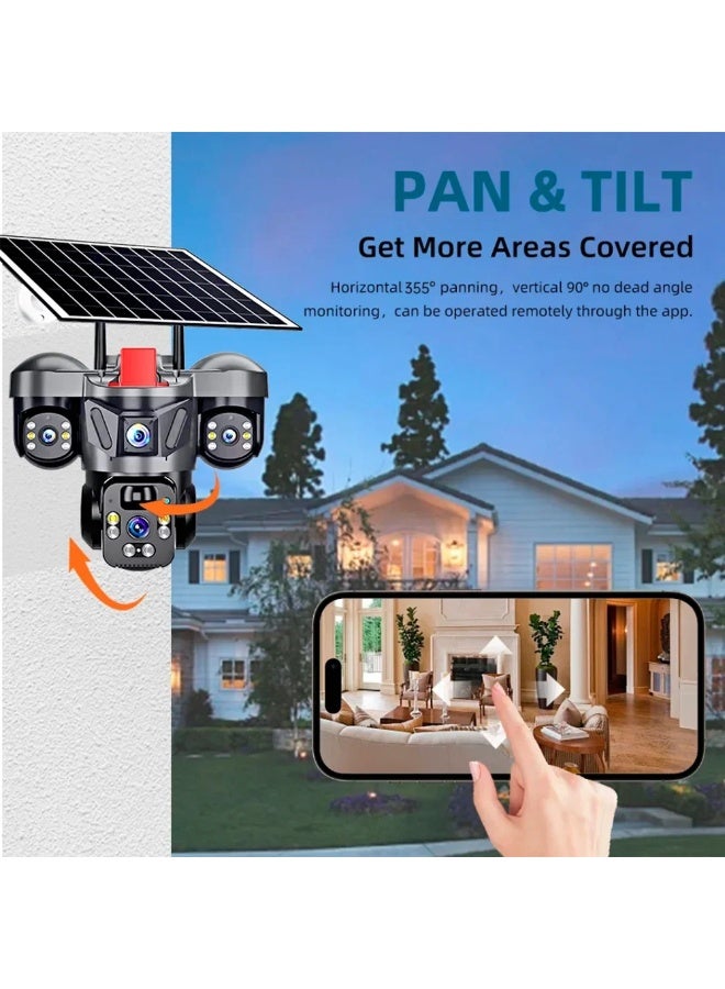 Sunsee Outdoor PTZ 6MP 4G SIM Solar Panel Triple Lens Camera Home Security CCTV Video Surveillance Built-in Battery V380pro - Image 4