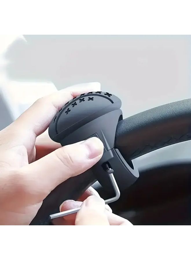 Black Steering Wheel Effort Saving Booster Quick Mount Ergonomic Grip Smooth Rotation - Image 5
