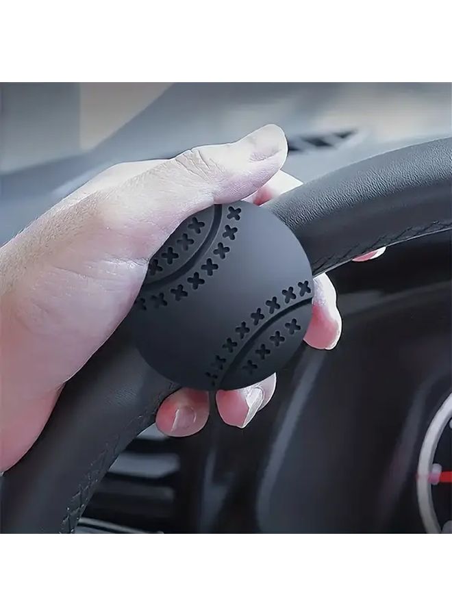 Black Steering Wheel Effort Saving Booster Quick Mount Ergonomic Grip Smooth Rotation - Image 1