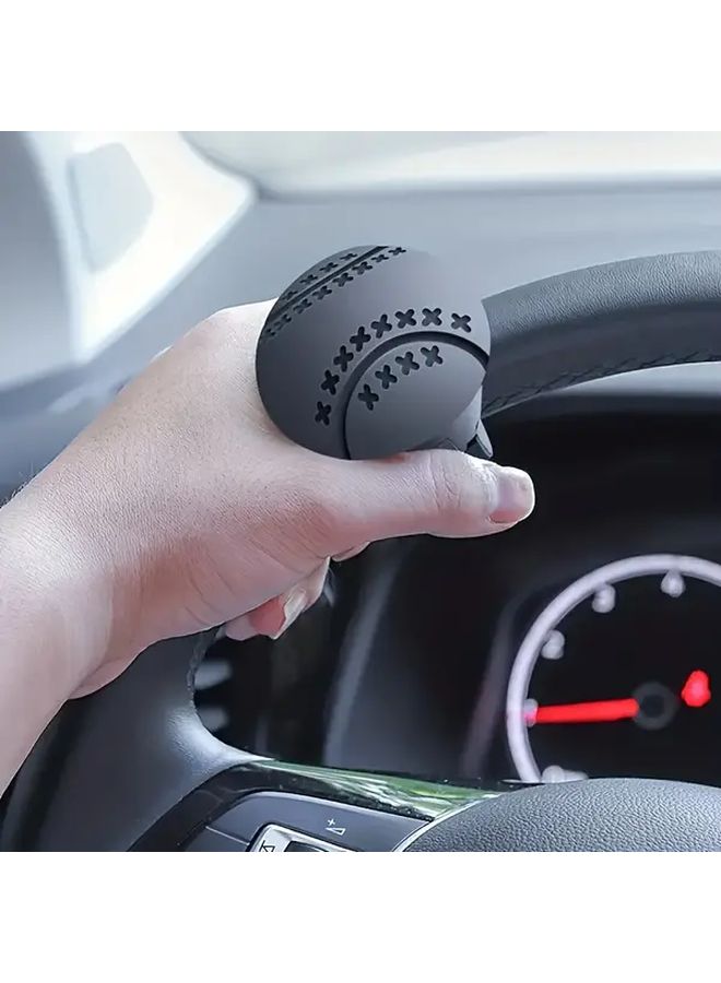 Black Steering Wheel Effort Saving Booster Quick Mount Ergonomic Grip Smooth Rotation - Image 3