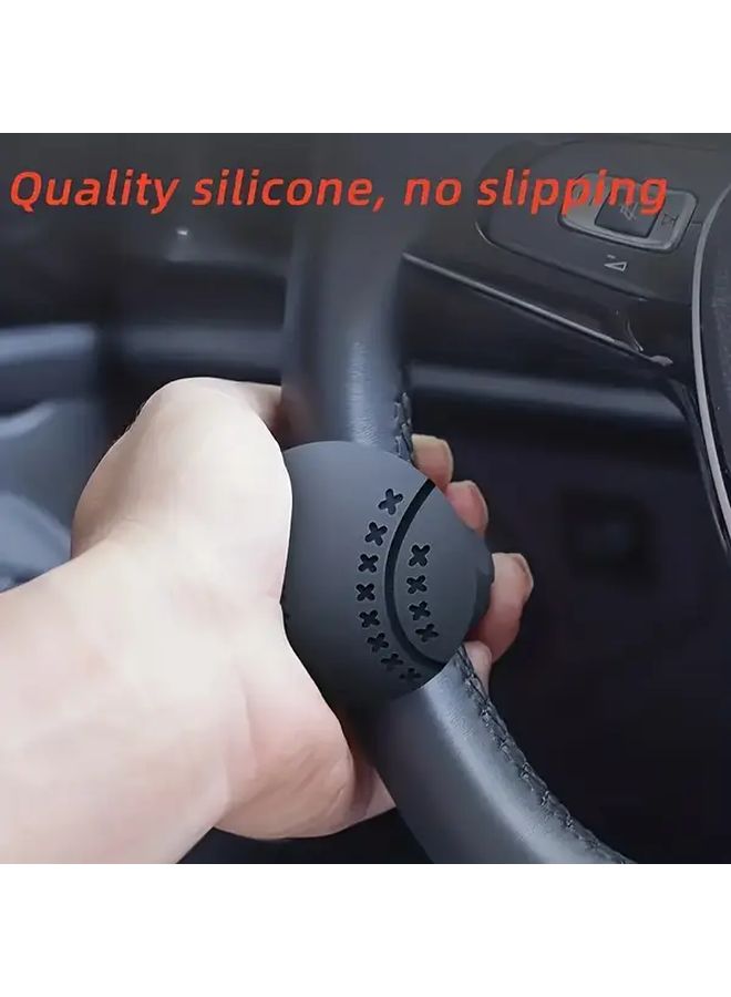 Black Steering Wheel Effort Saving Booster Quick Mount Ergonomic Grip Smooth Rotation - Image 4