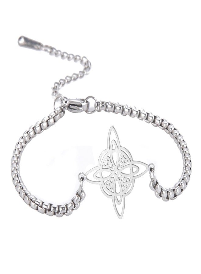 TEAMER Adjustable Witches Knot Bracelet Stainless Steel Witchcraft Celtic Knot Wiccan Symbol Bracelet Amulet Vintage Jewelry for Women (Witches Knot B) - Image 1