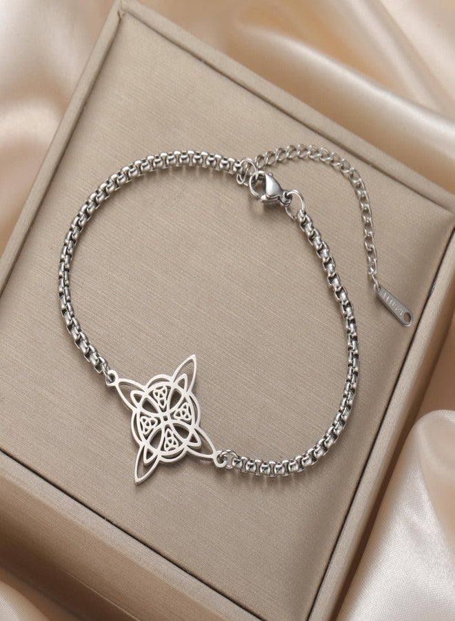 TEAMER Adjustable Witches Knot Bracelet Stainless Steel Witchcraft Celtic Knot Wiccan Symbol Bracelet Amulet Vintage Jewelry for Women (Witches Knot B) - Image 3