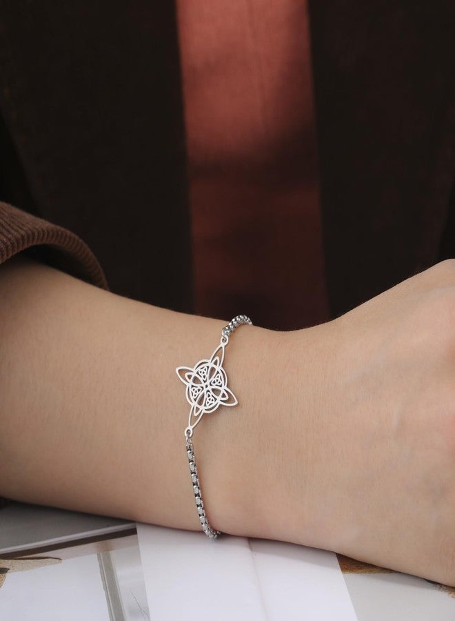 TEAMER Adjustable Witches Knot Bracelet Stainless Steel Witchcraft Celtic Knot Wiccan Symbol Bracelet Amulet Vintage Jewelry for Women (Witches Knot B) - Image 2