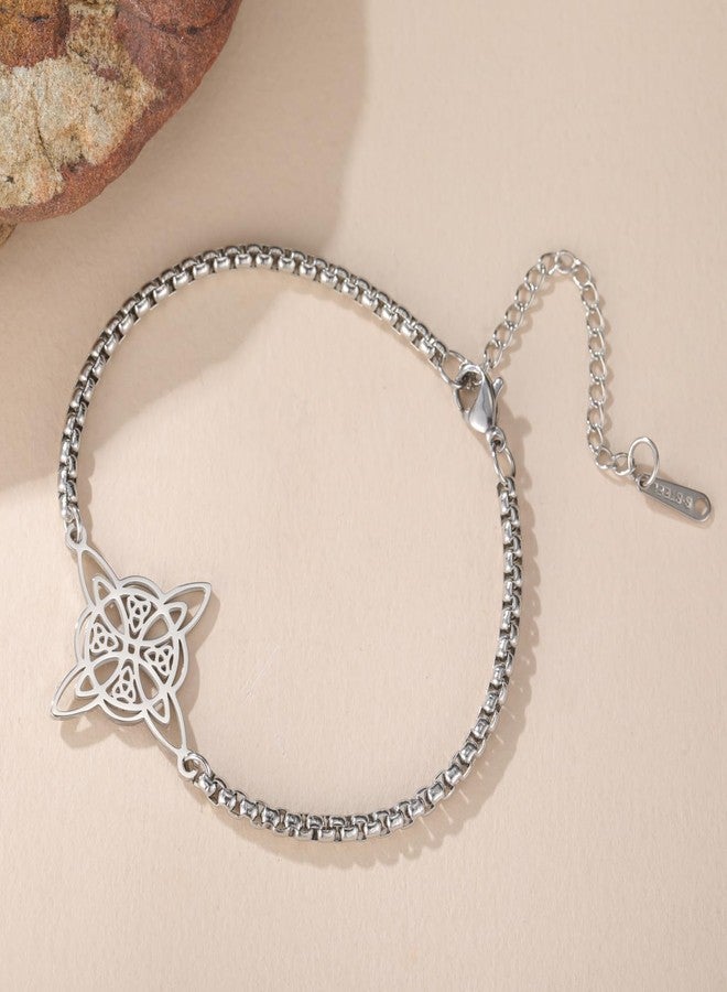 TEAMER Adjustable Witches Knot Bracelet Stainless Steel Witchcraft Celtic Knot Wiccan Symbol Bracelet Amulet Vintage Jewelry for Women (Witches Knot B) - Image 4