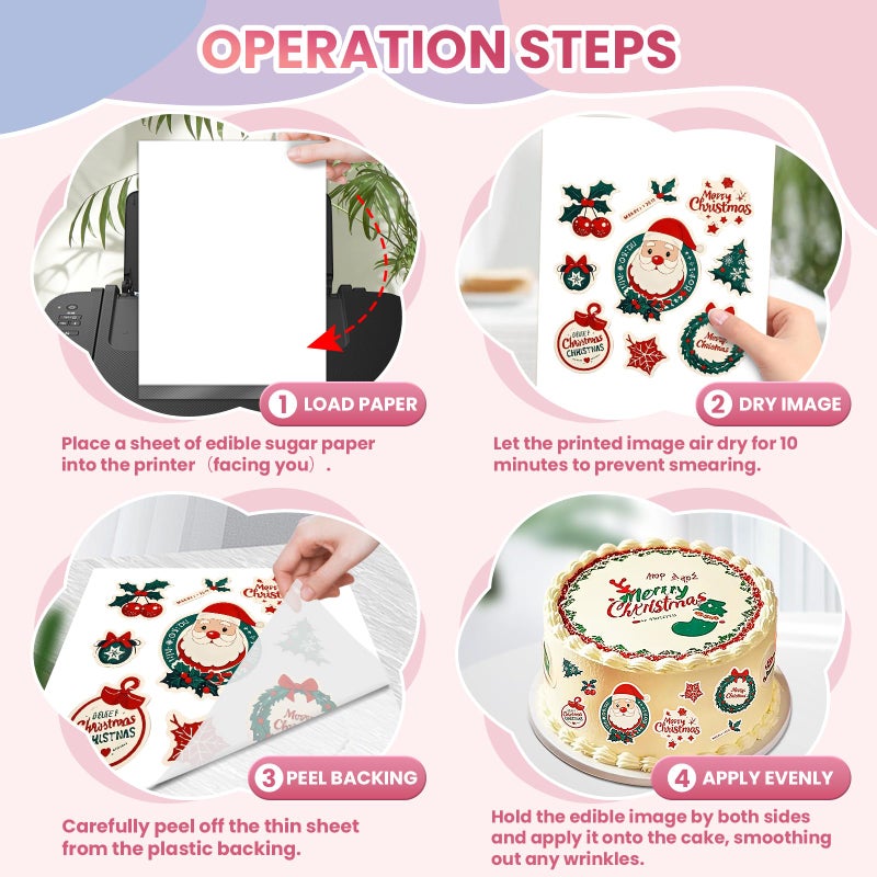 Derzio 25 pcs A4 11.7" x 8.3" Frosting Sheets, Icing Sheets, Edible Paper for Cakes Printable, Sugar Sheets, Cake Edible Sheets, Edible image Paper for Cake Toppers, Cakes, Cookies & Decor - Image 5