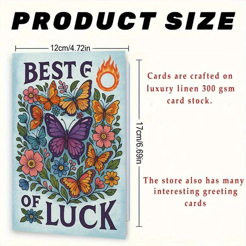 Red Butterfly Flowers Greeting Card for Wishing Success Good Luck Gift - Image 3