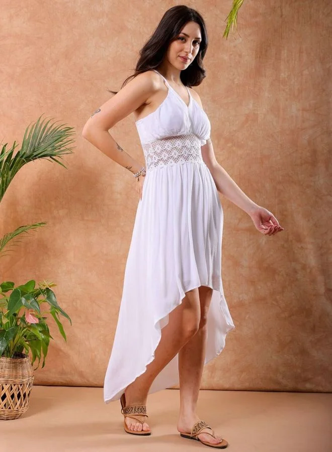 Freehand  Women Fit and Flared Solid V-Neck Sleeveless Maxi Dress for Women | Best Price UAE