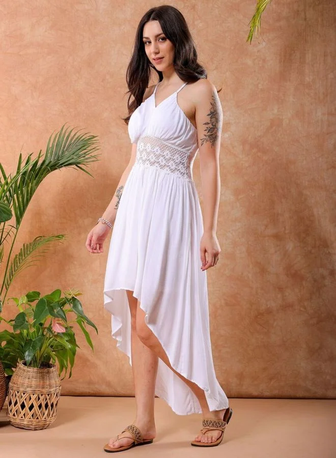 Freehand  Women Fit and Flared Solid V-Neck Sleeveless Maxi Dress for Women | Best Price UAE