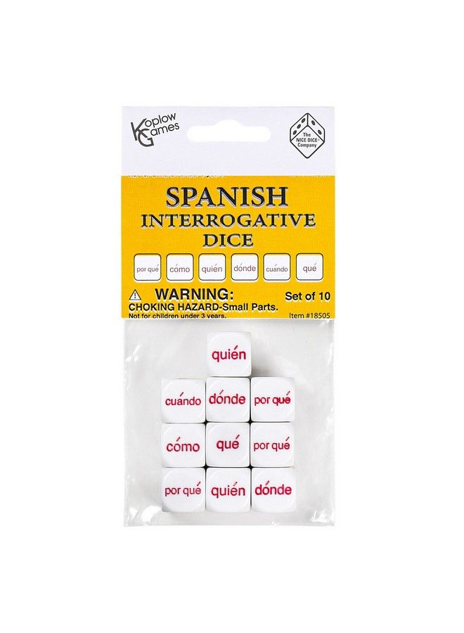 Koplow Games Spanish Interrogative Dice Set Classroom Accessories Standard (15Mm 17Mm) White - Image 2