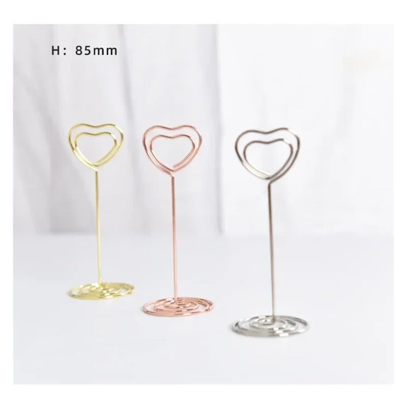 60 Piece Gold Heart Shaped Table Number Photo Holders For Wedding Decoration - Image 3