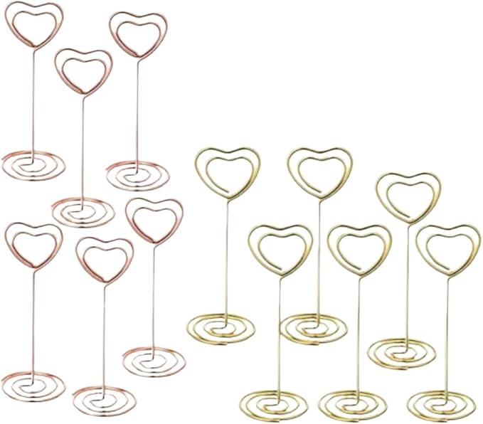 60 Piece Gold Heart Shaped Table Number Photo Holders For Wedding Decoration - Image 1