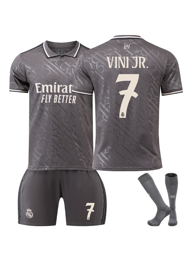 2024-2025 season Real Madrid football suit #7 VINI JR football jersey shorts socks gift set children's size and adult size, a gift for fans and friends