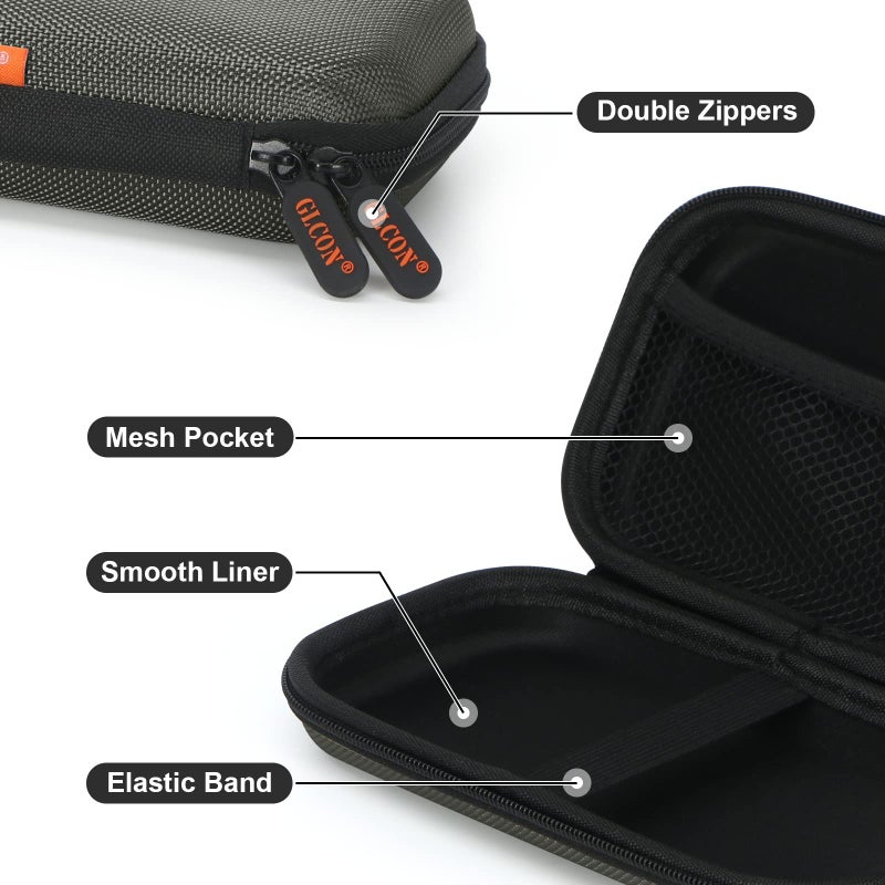 GLCON Dustproof Carrying Case Electronic Accessories Cable Organizer - Portable Small Travel Charger Case Power Bank Phone Pouch - Double Zippers Wallet Hard EVA Storage Carry Bag - Silver Grey - Image 4