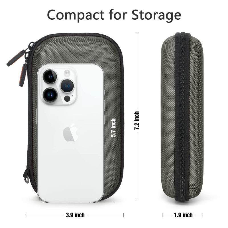 GLCON Dustproof Carrying Case Electronic Accessories Cable Organizer - Portable Small Travel Charger Case Power Bank Phone Pouch - Double Zippers Wallet Hard EVA Storage Carry Bag - Silver Grey - Image 3