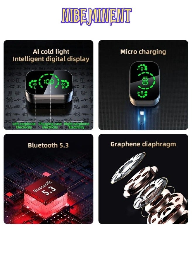 NIBEMINENT Wireless Earbuds Mini Earphone Bluetooth Headphones IPX7 Waterproof Bluetooth Headsets Light-Weight Earphones with Microphone & Charging Case Digital Display for all Phone - Image 3