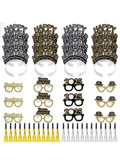 obmwang obmwang 36 Pieces New Years Eve Party Supplies Including Happy New Year Eyeglasses Happy New Year Headband and Metallic Fringed Noise Makers for 2025 New Year's Eve Party Favors  - Image 1
