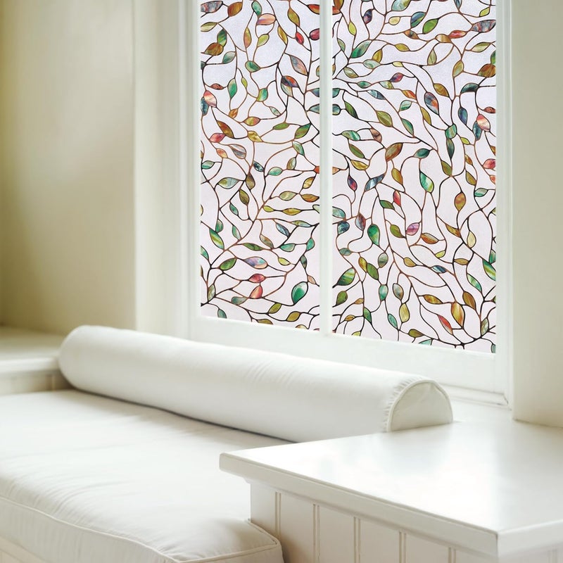 Artscape New Leaf | Privacy Window Film with Vibrant Colored Pattern | Non-Adhesive & UV Protection | Easy to Apply & Removable | 24 x 36 Inches | Made in USA - Image 1