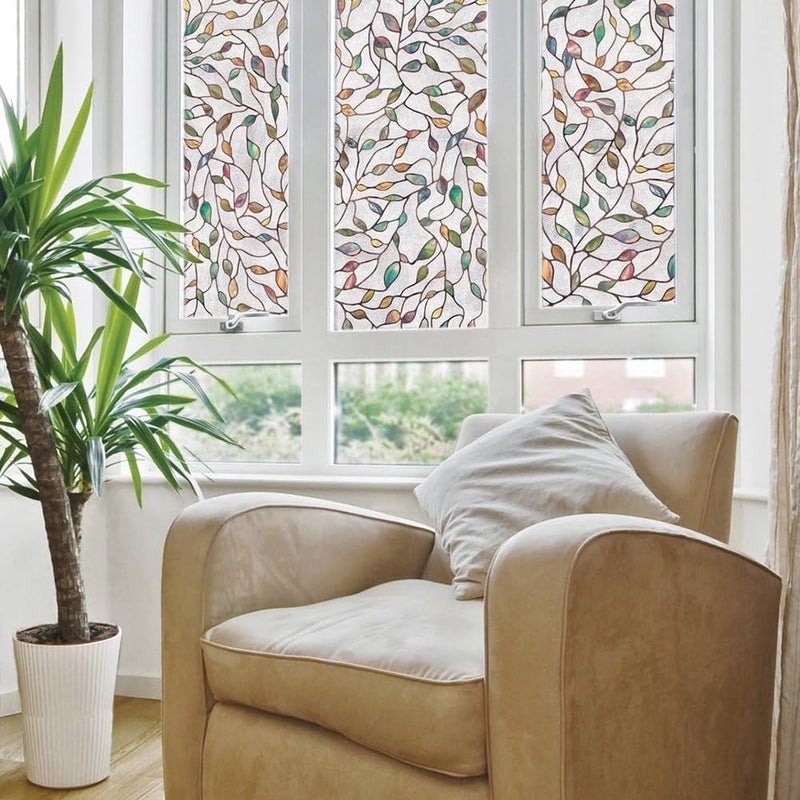 Artscape New Leaf | Privacy Window Film with Vibrant Colored Pattern | Non-Adhesive & UV Protection | Easy to Apply & Removable | 24 x 36 Inches | Made in USA - Image 3