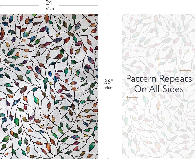 Artscape New Leaf | Privacy Window Film with Vibrant Colored Pattern | Non-Adhesive & UV Protection | Easy to Apply & Removable | 24 x 36 Inches | Made in USA - Image 4