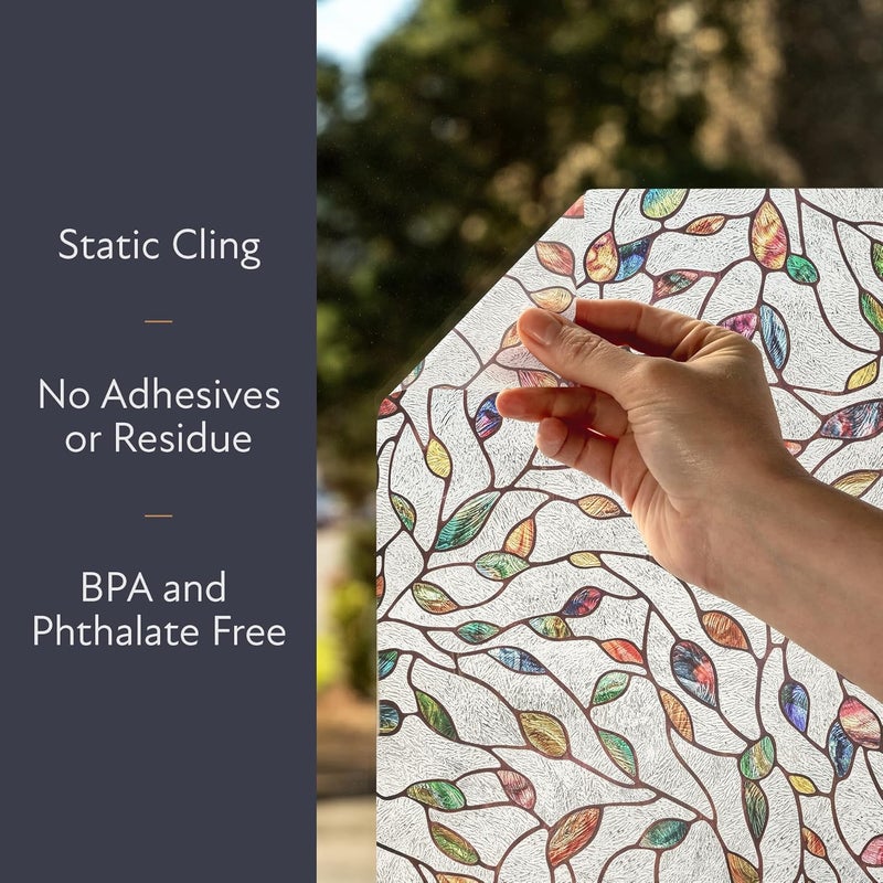 Artscape New Leaf | Privacy Window Film with Vibrant Colored Pattern | Non-Adhesive & UV Protection | Easy to Apply & Removable | 24 x 36 Inches | Made in USA - Image 5