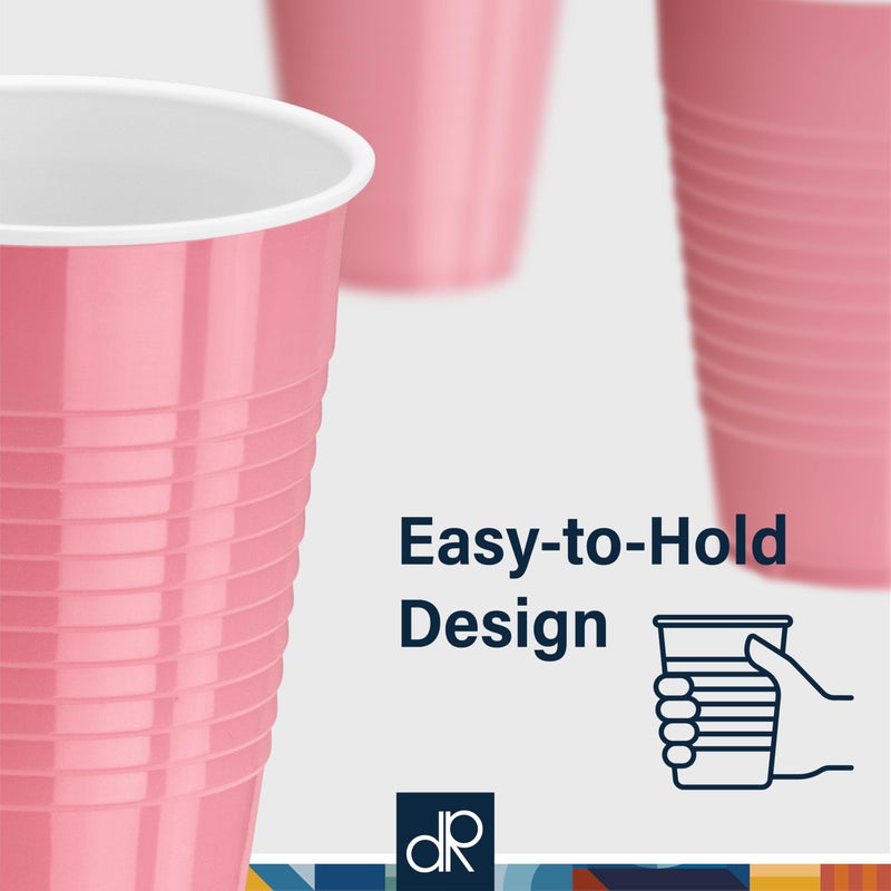 DecorRack Light Pink Plastic Cups, 12 oz Disposable Cups, Reusable Party Supplies (40 Count) - Image 4