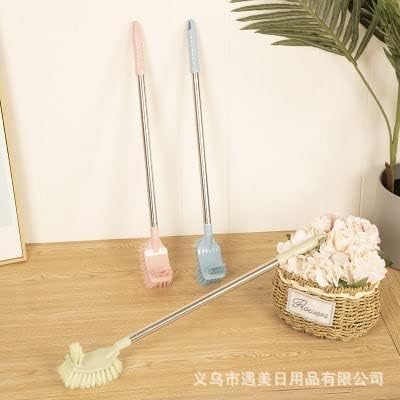 FAGVA 2 in 1 Toilet Brush with Steel Handle Portable Double Sided Toilet Brush Plastic Long Handle Bathroom Scrub Cleaning Brush - Image 5