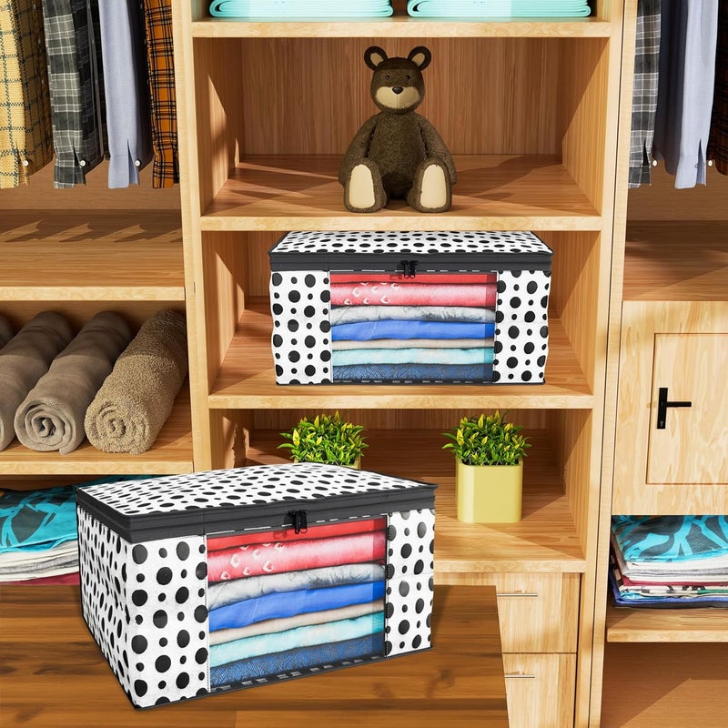Kuber Industries Kuber Industries Clothes Organizer For Wardrobe Pack of 4 Storage Organizer For Saree Shirts Salwar Clothes Dress Organizer For Wardrobe Saree Covers With Zip Printed Black and White - Image 2