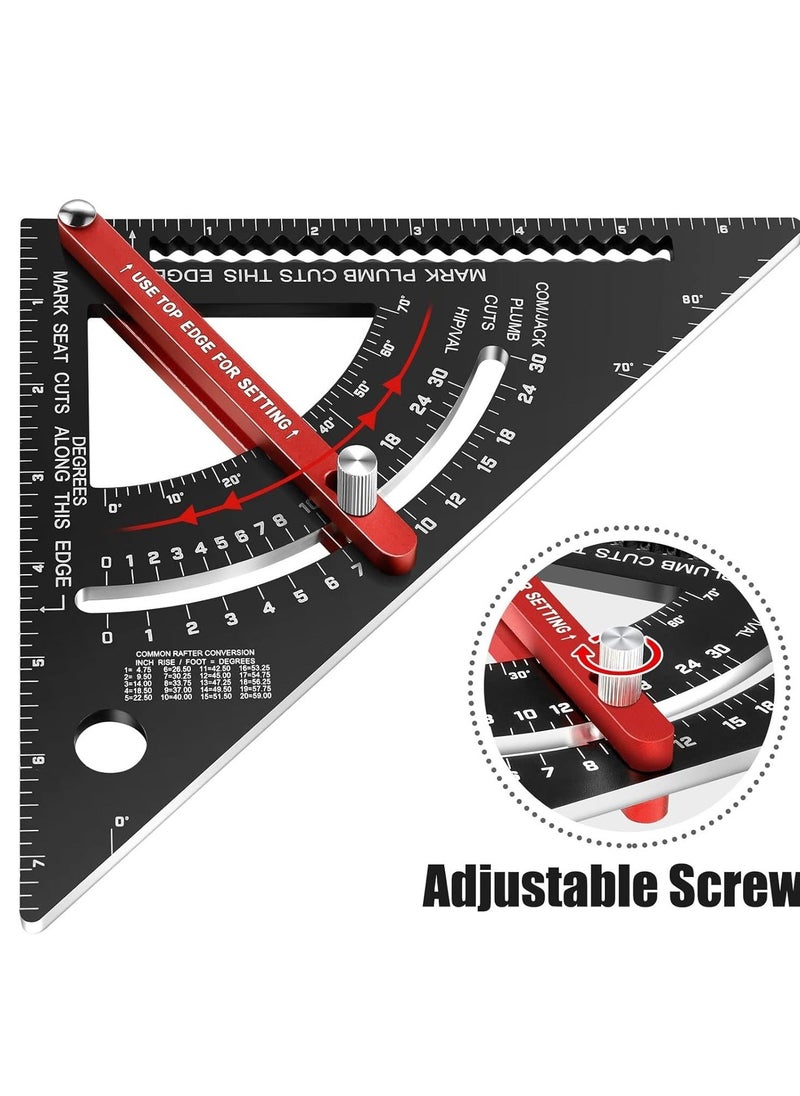 Generic - 7 Inch Carpenter Square Set - Adjustable Aluminium Combination Square, Woodworking Framing Tool - Metal Carpentry Triangle Ruler for Accurate Layout - Image 1