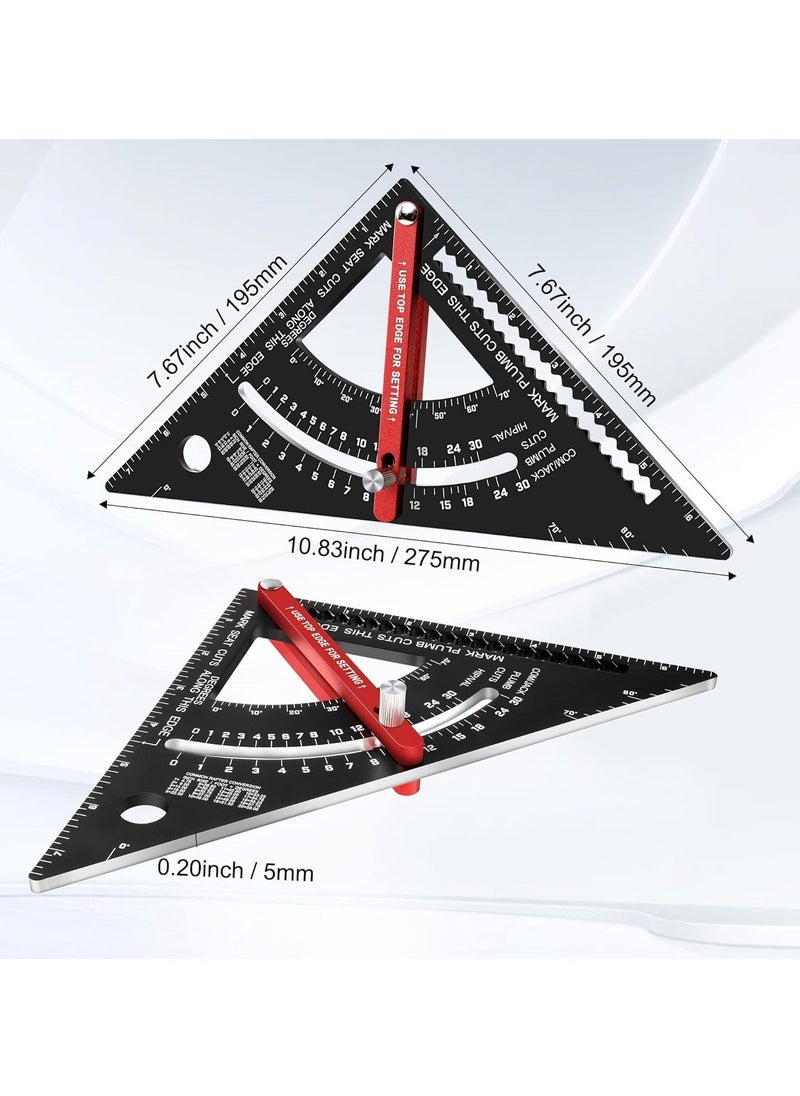 Generic - 7 Inch Carpenter Square Set - Adjustable Aluminium Combination Square, Woodworking Framing Tool - Metal Carpentry Triangle Ruler for Accurate Layout - Image 1