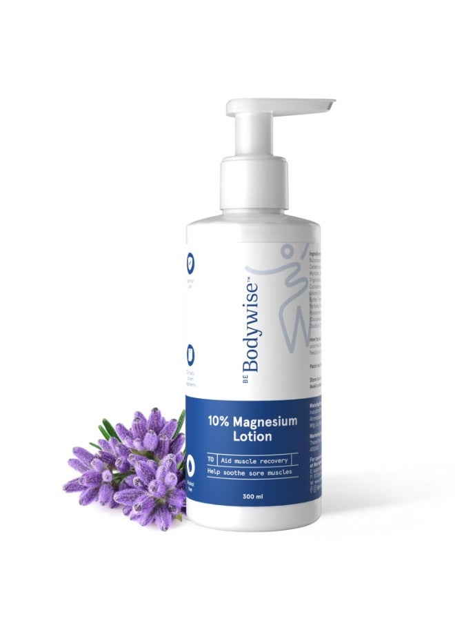 Be Bodywise 10% Magnesium Sleep Body Lotion 300ml | For Muscle Recovery & Relaxation | Infused with Shea Butter & Lavender | Mildly Scented, Lightweight & Non-Greasy Formula - Image 1