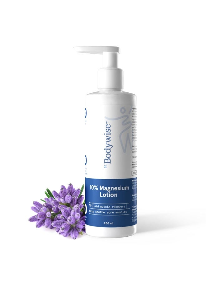 Be Bodywise 10% Magnesium Sleep Body Lotion 200ml | For Muscle Recovery & Relaxation | Infused with Shea Butter & Lavender | Mildly Scented, Lightweight & Non-Greasy Formula - Image 1
