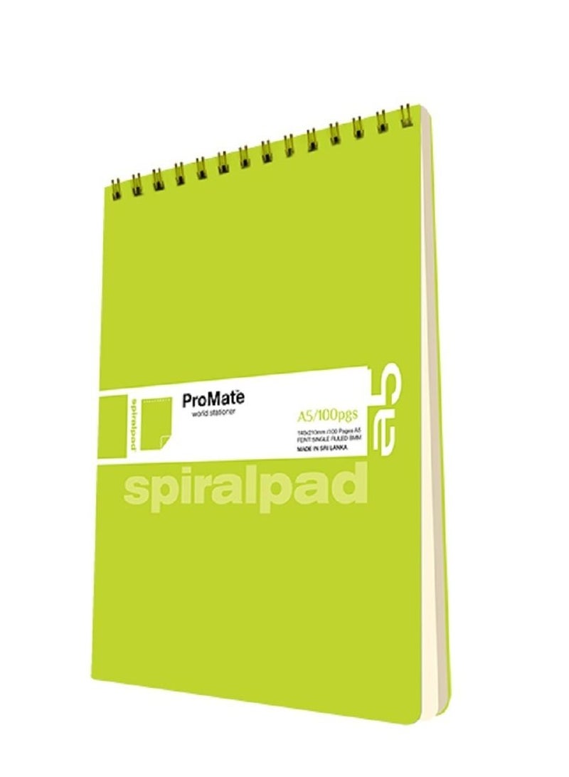 PROMATE Spiral NoteBook A5 100 Pages Light Green - Image 1