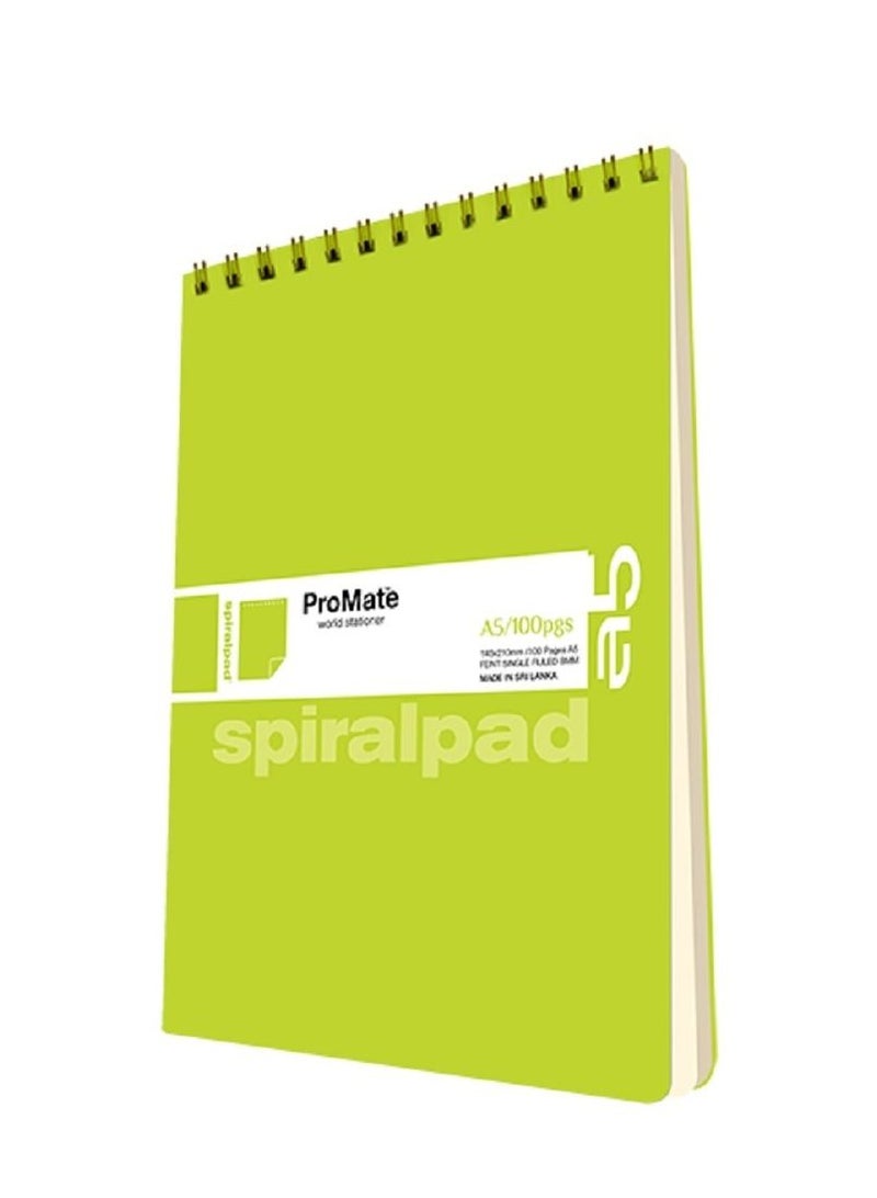PROMATE Spiral NoteBook A5 100 Pages Light Green - Image 3