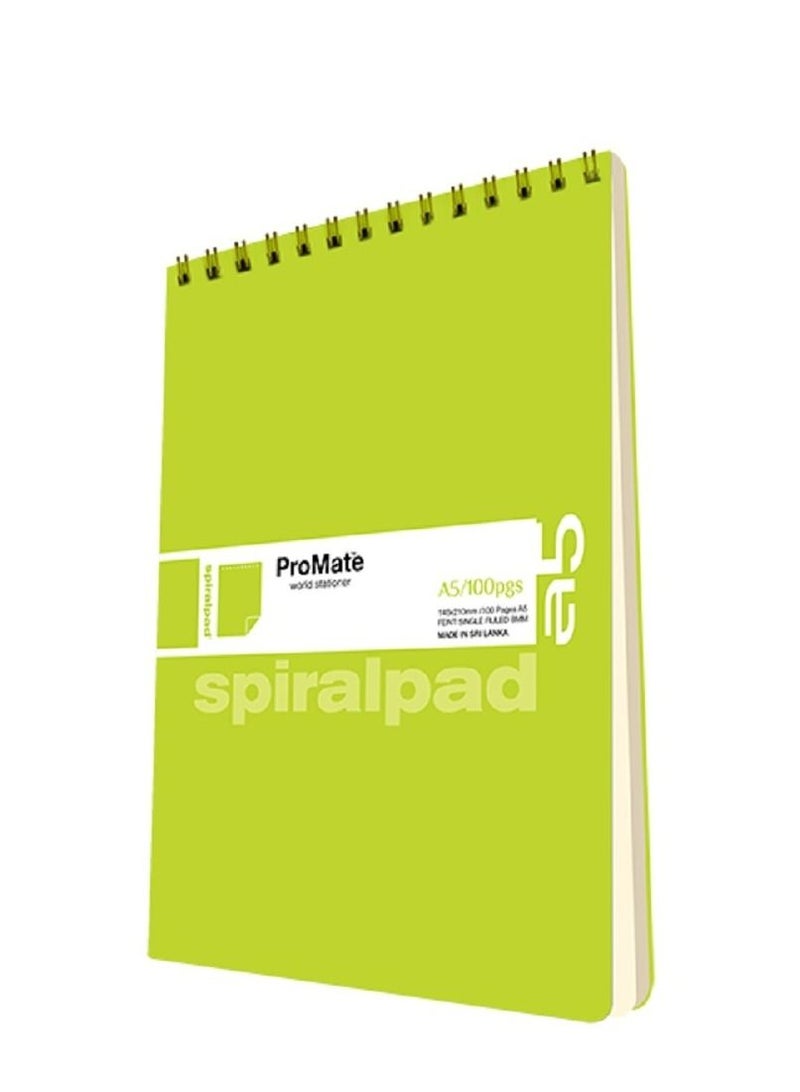 PROMATE Spiral NoteBook A5 100 Pages Light Green - Image 2