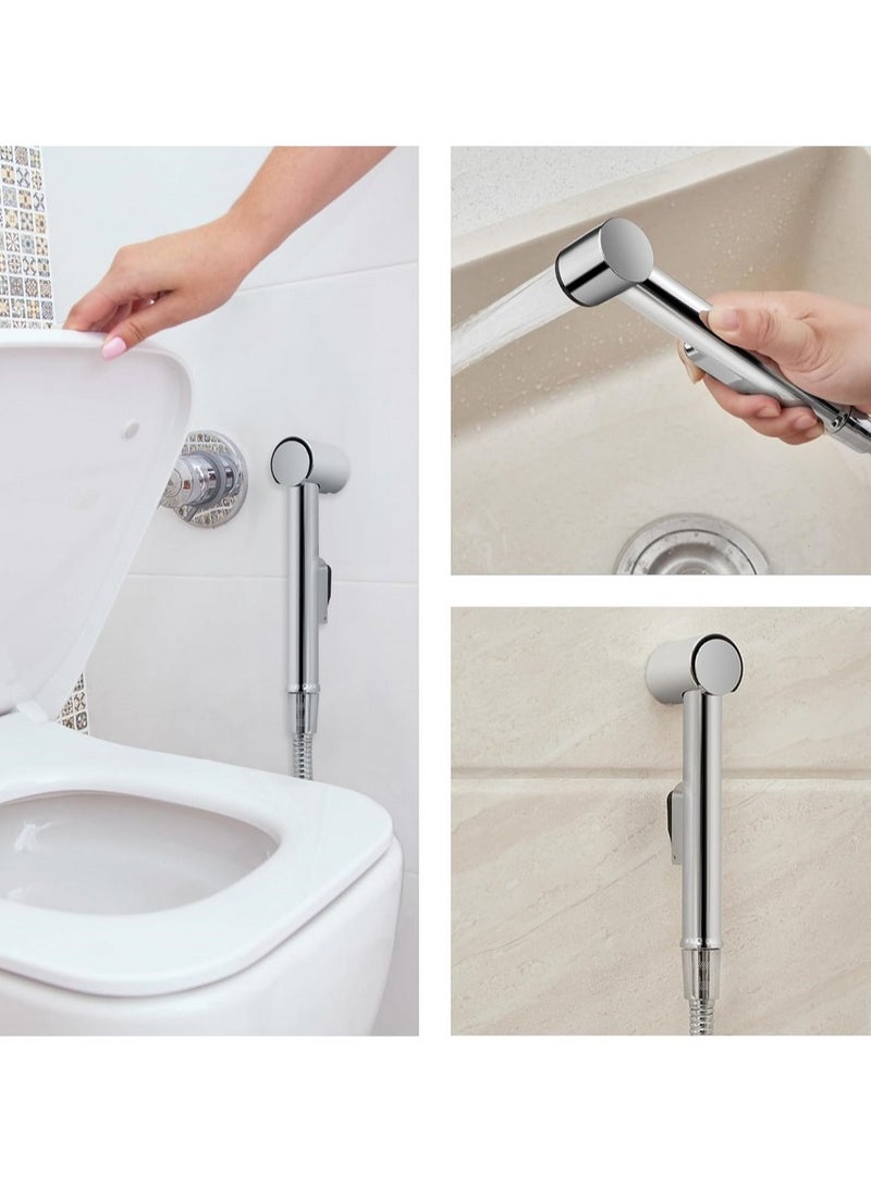 Water bidet head with hose and bidet holder, silver color, best for maintaining personal hygiene, excellent length 23 cm  - Image 4