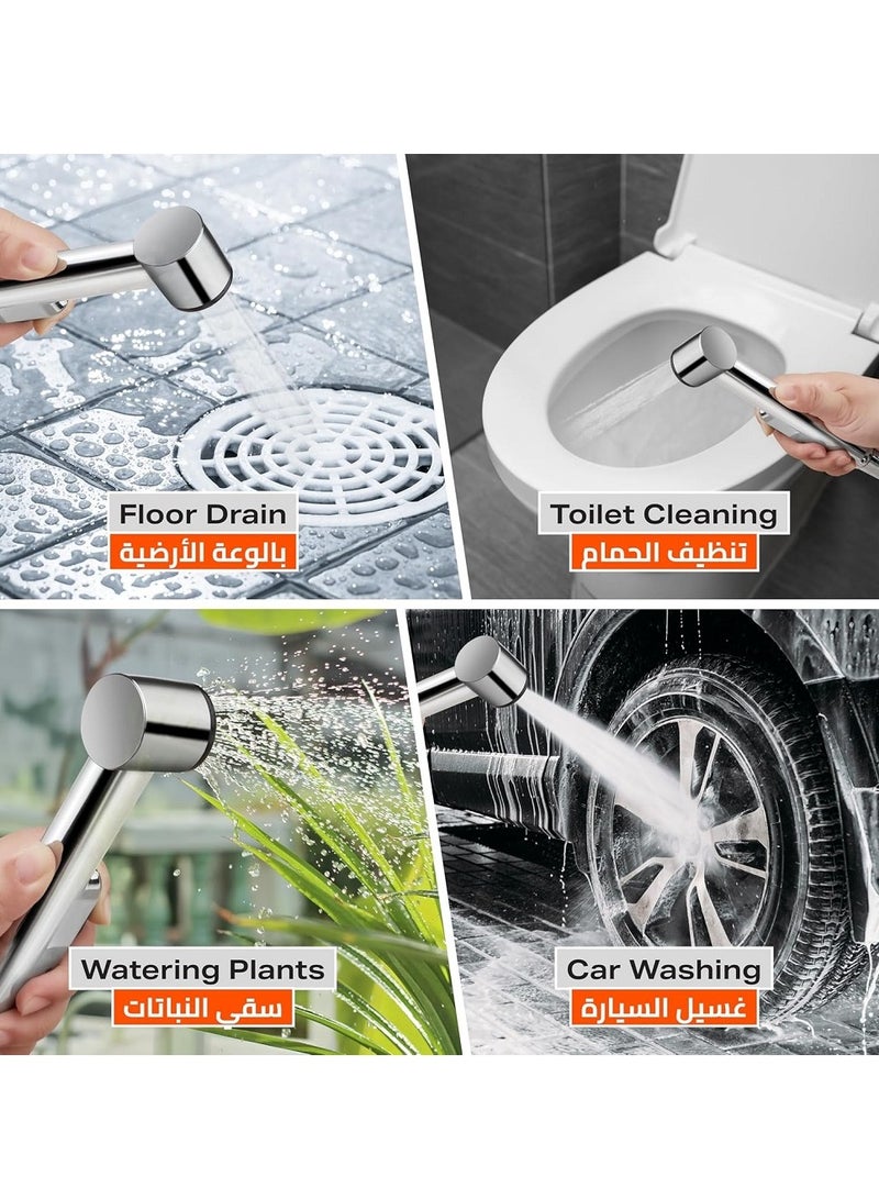 Water bidet head with hose and bidet holder, silver color, best for maintaining personal hygiene, excellent length 23 cm  - Image 5