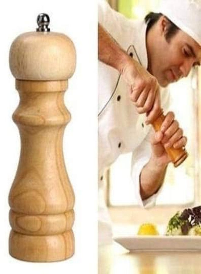 VIPREKHO Wooden Pepper Grinder Mill Manual Salt Grinders Fine Grinding with Adjustable Coarseness Refillable Stainless Steel Mechanism 6 inch Wood Pepper Grinding for Kitchen (1 Pcs) - Image 3