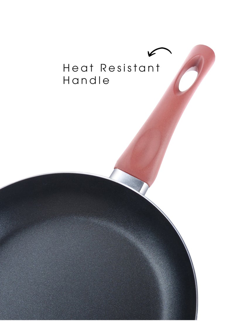 Trust - 10-Piece Cookware Set Non-Stick Aluminum With Tempered Glass Lid & Heat Resistant Handle Size 9,18,20,24,24CM Brown - Image 1