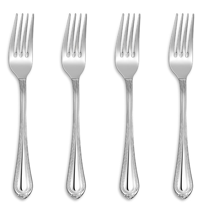 KEAWELL Pearl Edge 4-Piece Premium Fork Set, 18/10 Stainless Steel, Fine Silverware with Mirror Finish, Dishwasher Safe (4, 7.3" Salad Forks) - Image 1