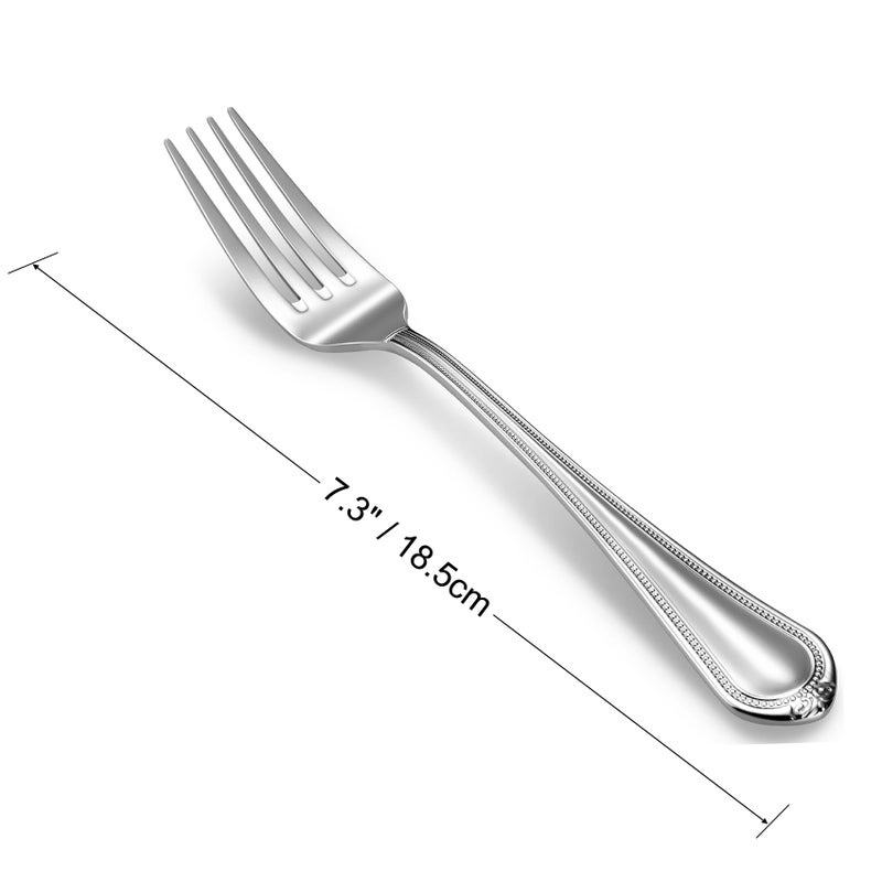 KEAWELL Pearl Edge 4-Piece Premium Fork Set, 18/10 Stainless Steel, Fine Silverware with Mirror Finish, Dishwasher Safe (4, 7.3" Salad Forks) - Image 2