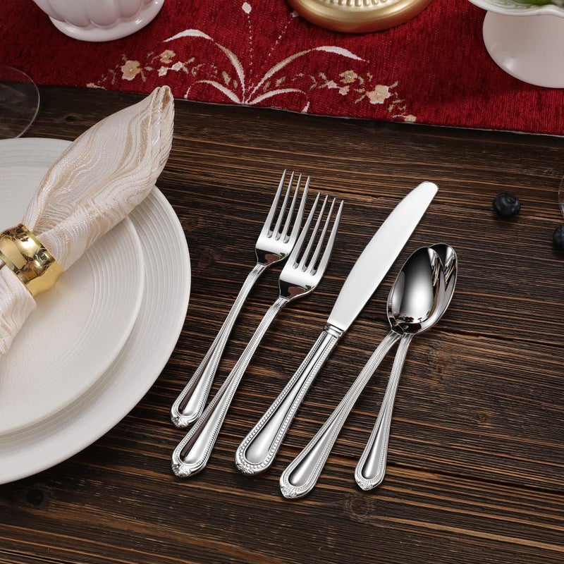 KEAWELL Pearl Edge 4-Piece Premium Fork Set, 18/10 Stainless Steel, Fine Silverware with Mirror Finish, Dishwasher Safe (4, 7.3" Salad Forks) - Image 5