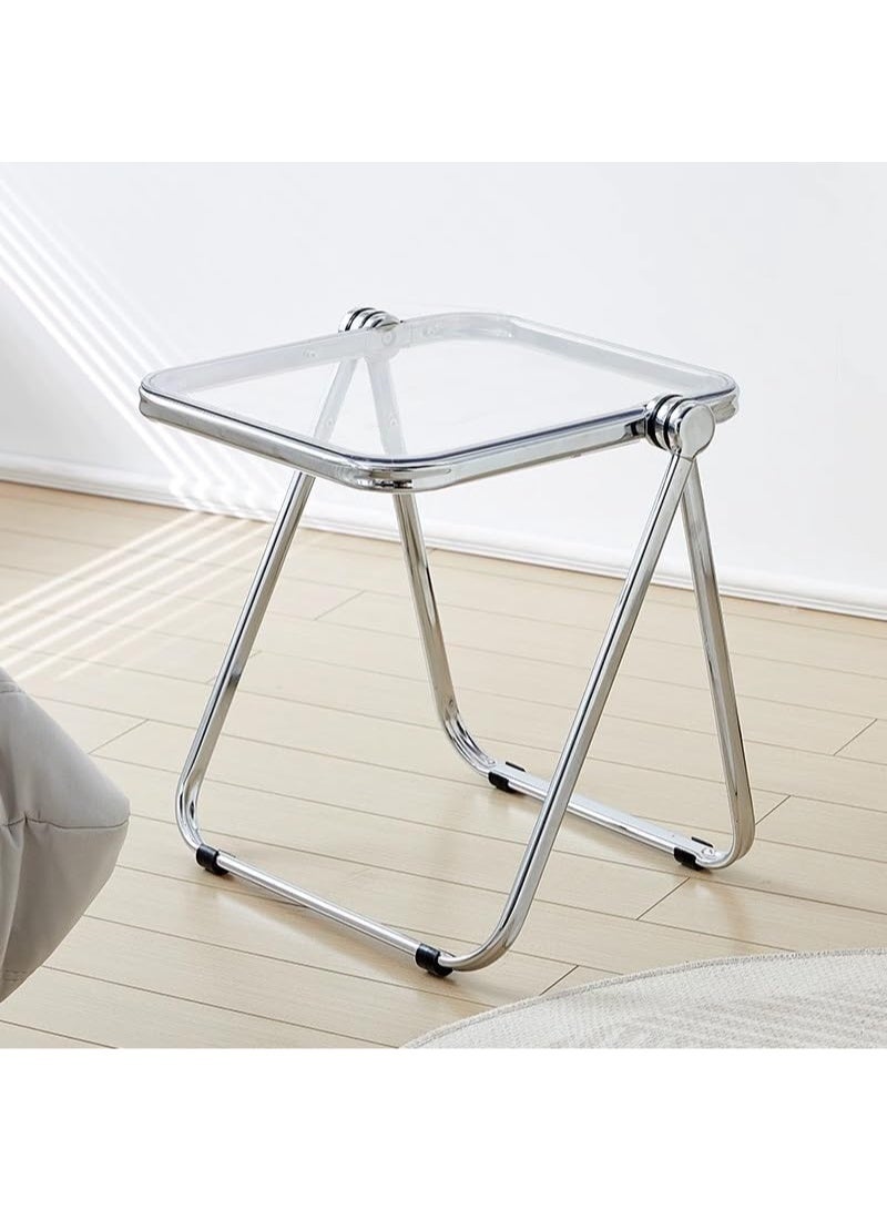 Premium Acrylic Folding Side Table - Clear Transparent with Chrome Frame - Image 2