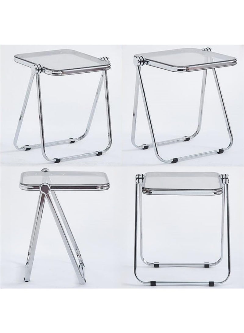 Premium Acrylic Folding Side Table - Clear Transparent with Chrome Frame - Image 5