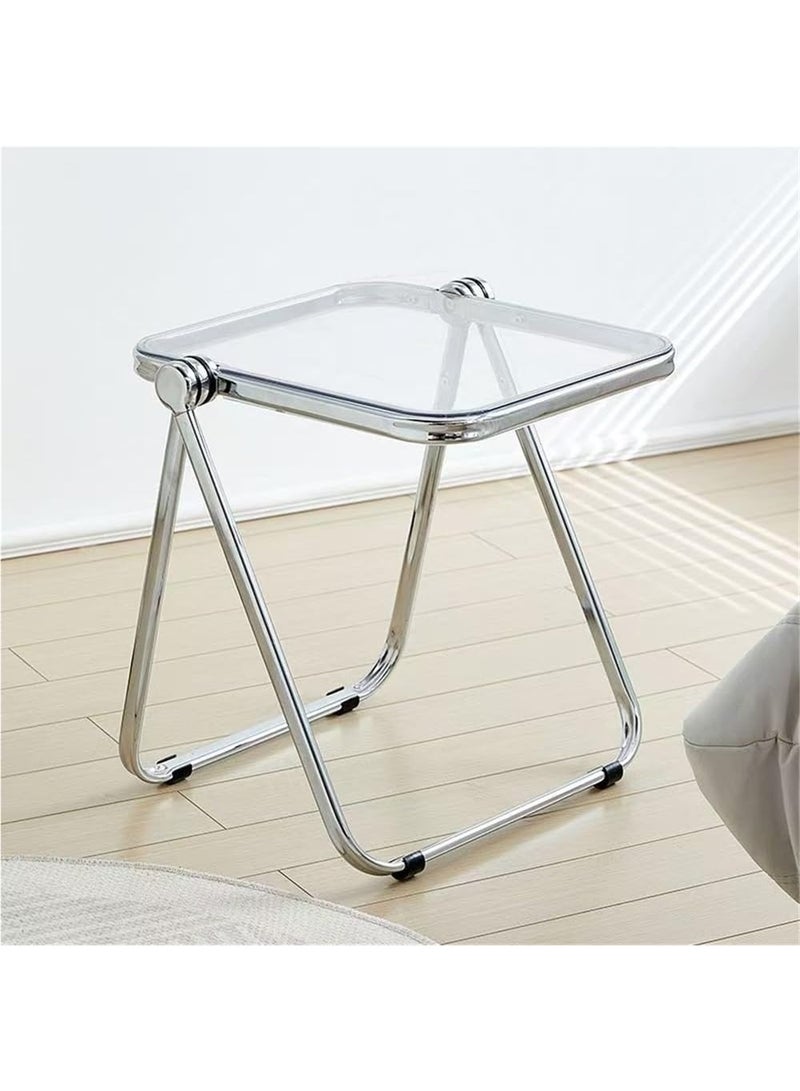 Premium Acrylic Folding Side Table - Clear Transparent with Chrome Frame - Image 4
