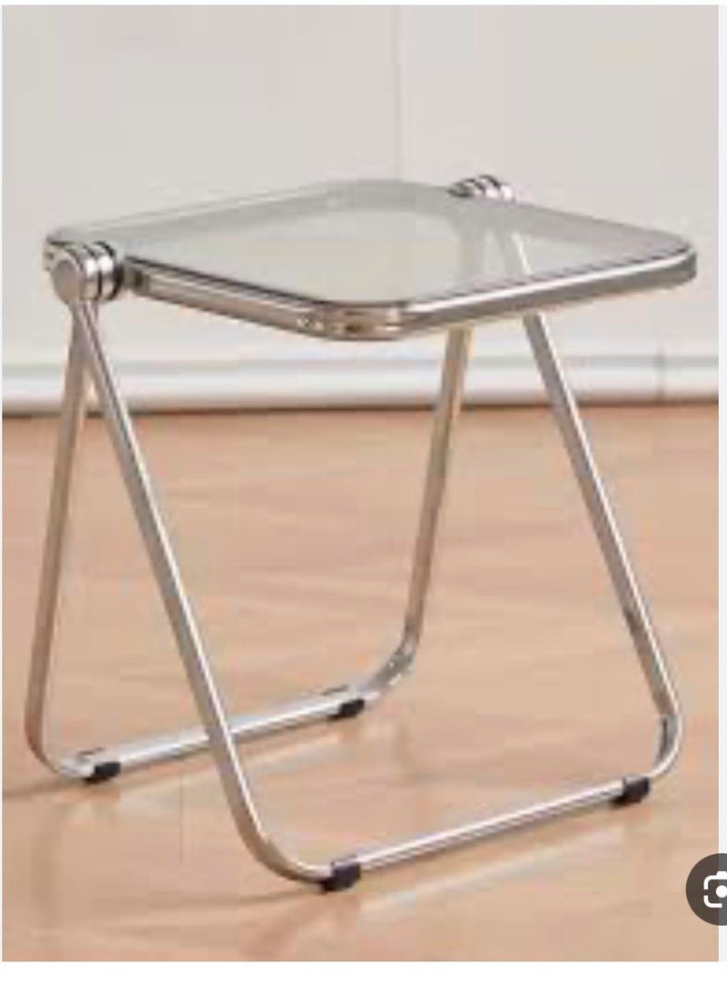 Premium Acrylic Folding Side Table - Clear Transparent with Chrome Frame - Image 1