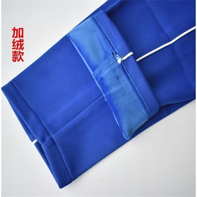 Sky Blue Winter Fleece-Lined Warm Straight Slim-Fit Sports Pants School Uniform Pants Thickened Casual Pants Two-Stripe School Pants - Image 5