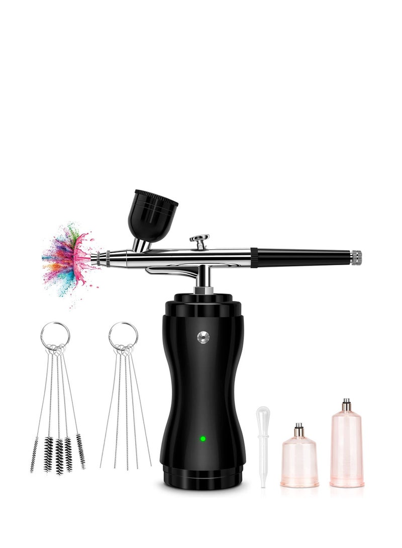 Airbrush Kit with Compressor, Portable Cordless Air Brush Gun Set for Painting 30PSI Gravity Feed Dual Action Mini Handheld w/ 0.3mm Tip Model, Nail, Cake Decorating, Rechargeable - Image 1
