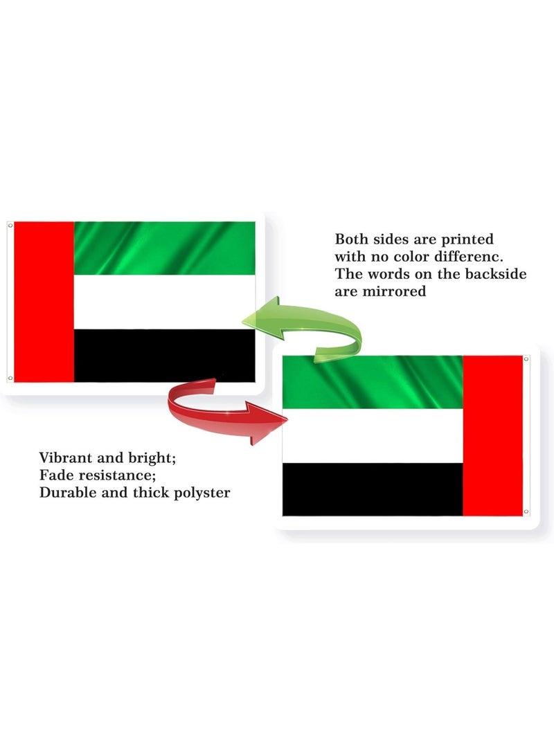SänHahn United Arab Emirates Flag - 3x5 Ft / 4 x 6 Ft - 100D Polyester Emirati Banner with Two Metal Grommets - Fade Resistant - Vivid Colors - 3' x 5' Feet / 4' x 6 Feet - 90x150 Cm / 120x180 CmFor Patriotic UAE Emirati Themed Festival Events Party Indoor Outdoor - Image 2