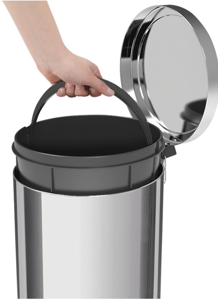 TRAMONTINA Since 1911,Made in Brazil- 30Liter Stainless Steel Pedal Trash Bin with a Polished Finish and Removable Internal Bucket  - Image 2